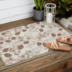 Floral elegance relaxed textured mocha cream Outdoor Rug Gallery Image 2
