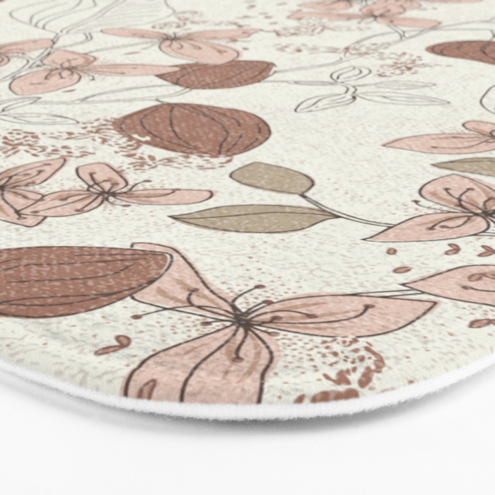 Floral elegance relaxed textured mocha cream Bath Mat Gallery Image 3
