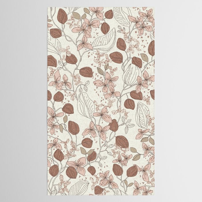 Floral elegance relaxed textured mocha cream Tablecloth Gallery Image 2