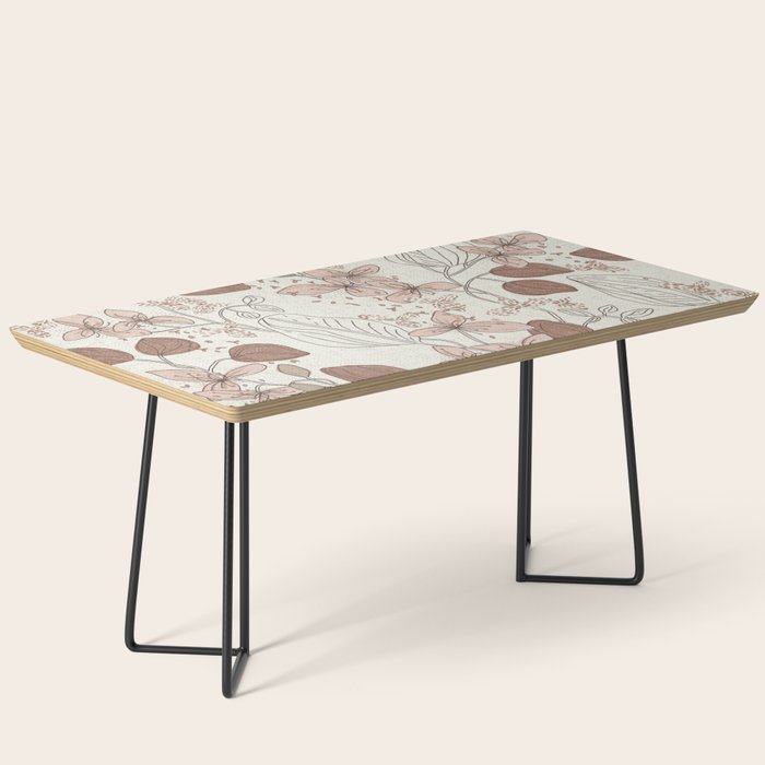 Floral elegance relaxed textured mocha cream Coffee Table Gallery Image 1
