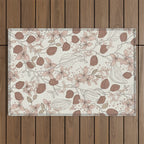 Floral elegance relaxed textured mocha cream Outdoor Rug Gallery Image 1
