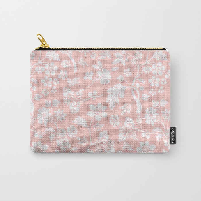 Vintage Style Chintz Florals On Soft Pink Carry All Pouch Gallery Image 1
