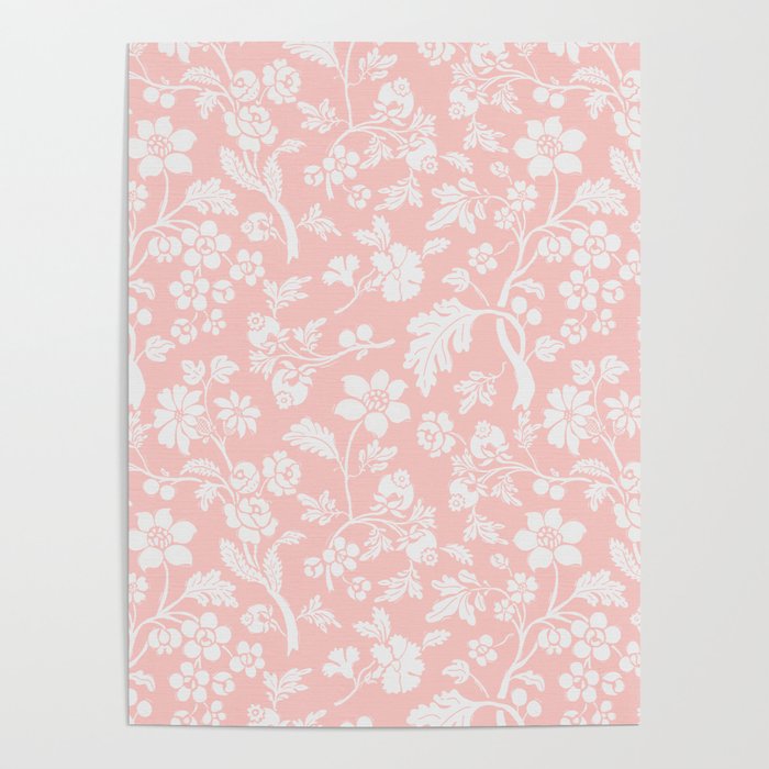 Vintage Style Chintz Florals On Soft Pink Poster Gallery Image 4