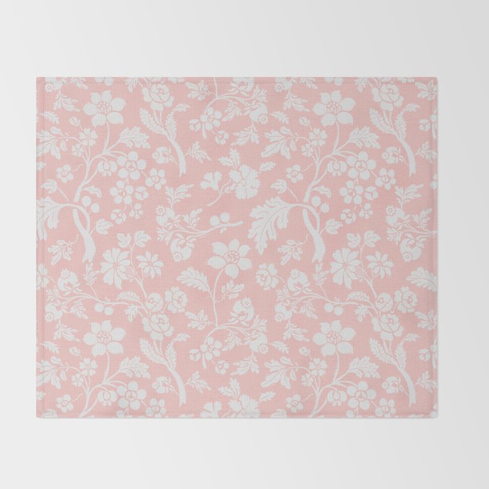 Vintage Style Chintz Florals On Soft Pink Throw Blanket Gallery Image 2