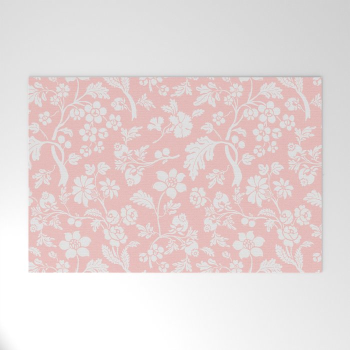Vintage Style Chintz Florals On Soft Pink Welcome Mat Gallery Image 1
