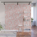 Vintage Style Chintz Florals On Soft Pink Wall Mural Gallery Image 1
