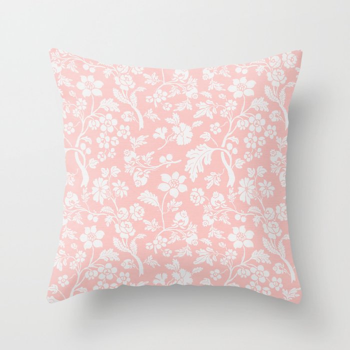 Vintage Style Chintz Florals On Soft Pink Throw Pillow Gallery Image 6