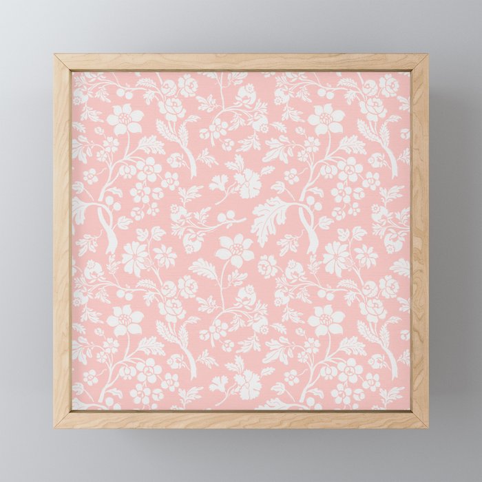 Vintage Style Chintz Florals On Soft Pink Mini Art Print Gallery Image 1