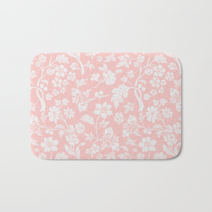 Vintage Style Chintz Florals On Soft Pink Bath Mat Gallery Image 1