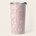 Vintage Style Chintz Florals On Soft Pink Travel Mug Gallery Image 2