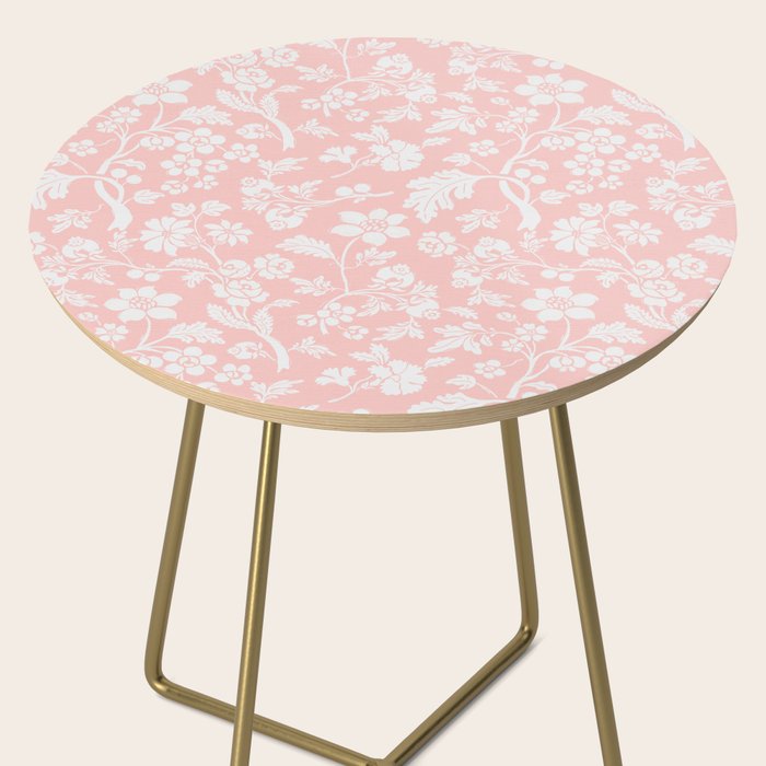 Vintage Style Chintz Florals On Soft Pink Side Table Gallery Image 2
