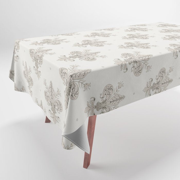 Fleur De Lis In Warm Grey Tablecloth Gallery Image 1