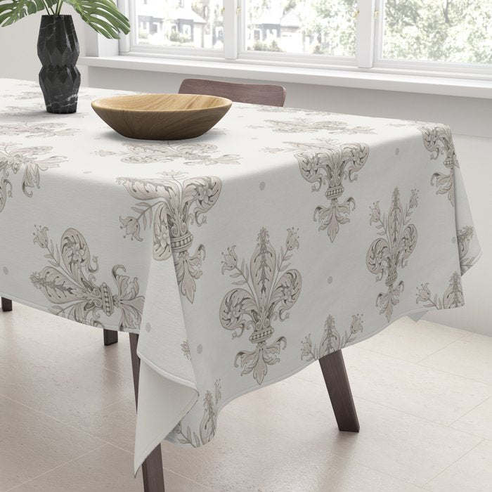 Fleur De Lis In Warm Grey Tablecloth Gallery Image 3