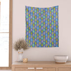 Colorful Folk Art Easter Eggs in Lavender & Green Wall Tapestry Gallery Image 2