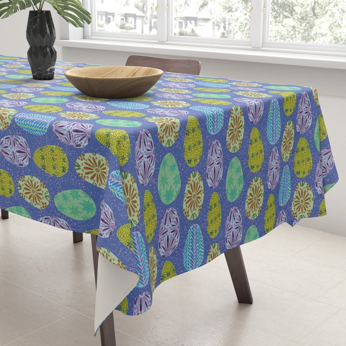 Colorful Folk Art Easter Eggs in Lavender & Green Tablecloth Gallery Image 3