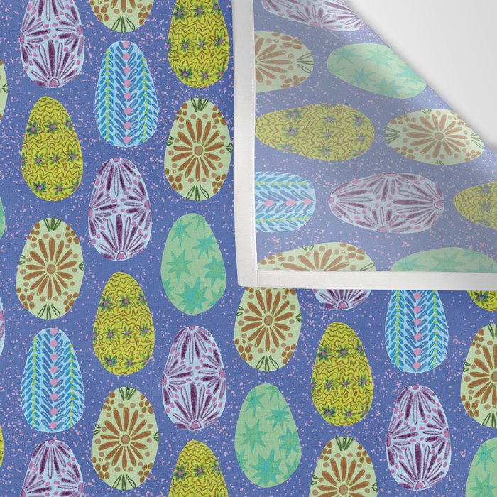 Colorful Folk Art Easter Eggs in Lavender & Green Wall Tapestry Gallery Image 3