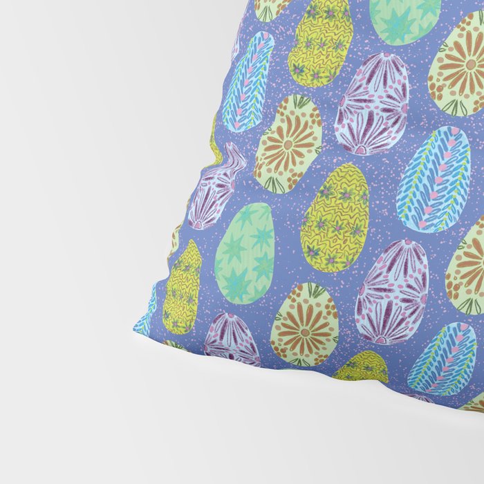 Colorful Folk Art Easter Eggs in Lavender & Green Pillow Sham Gallery Image 4