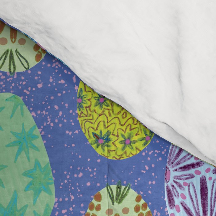 Colorful Folk Art Easter Eggs in Lavender & Green Comforter Gallery Image 4