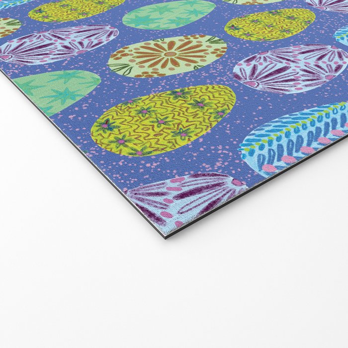 Colorful Folk Art Easter Eggs in Lavender & Green Welcome Mat Gallery Image 2