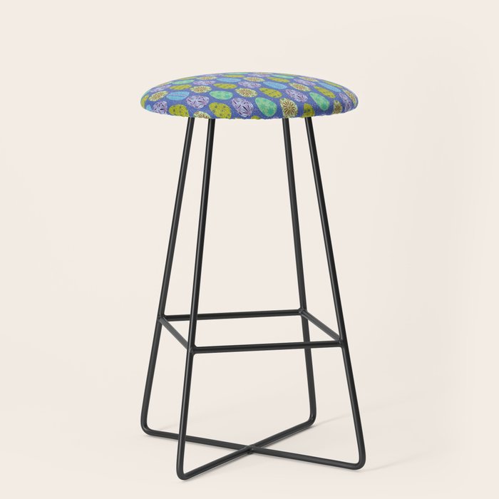 Colorful Folk Art Easter Eggs in Lavender & Green Stool Gallery Image 1