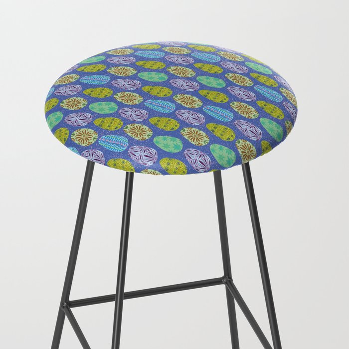 Colorful Folk Art Easter Eggs in Lavender & Green Stool Gallery Image 2