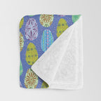 Colorful Folk Art Easter Eggs in Lavender & Green Throw Blanket Gallery Image 3