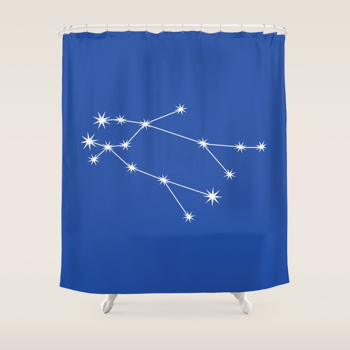 Gemini Zodiac Star Constellation Line Art Vibrant Blue Shower Curtain Gallery Image 1