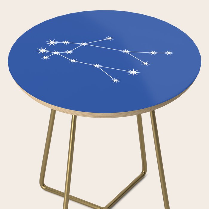 Gemini Zodiac Star Constellation Line Art Vibrant Blue Side Table Gallery Image 2