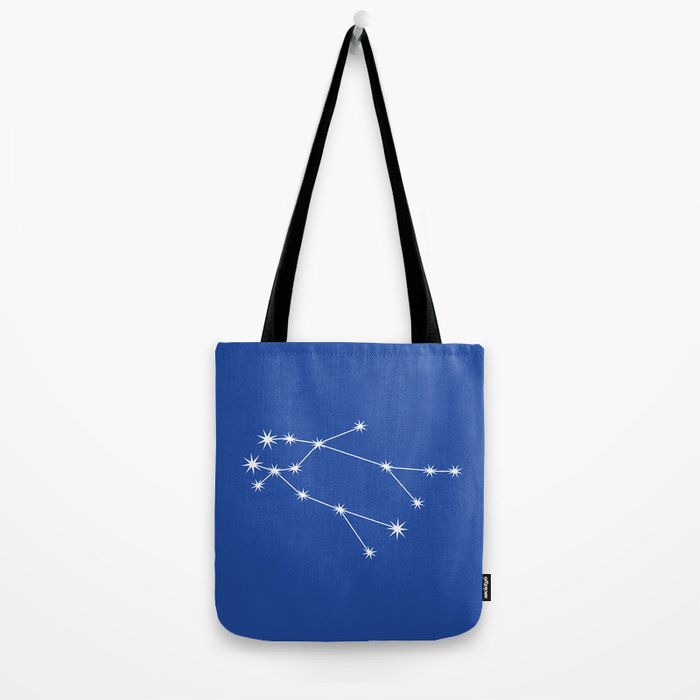 Gemini Zodiac Star Constellation Line Art Vibrant Blue Tote Bag Gallery Image 2