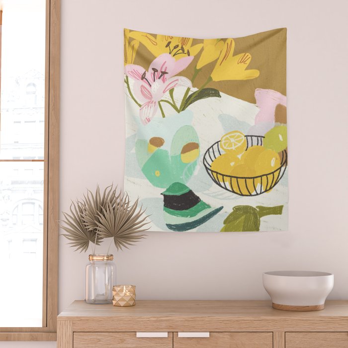 Lemons and Lilies Wall Tapestry Gallery Image 2