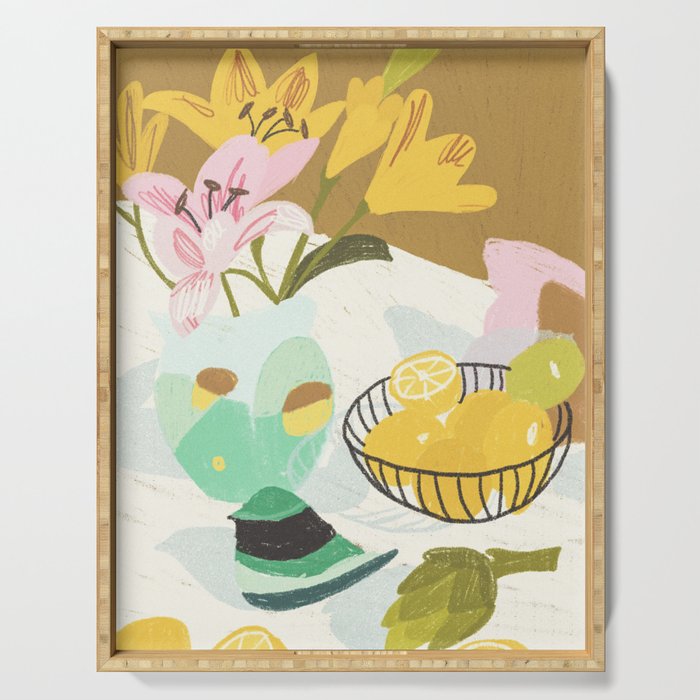 Lemons and Lilies Serving Tray Gallery Image 1