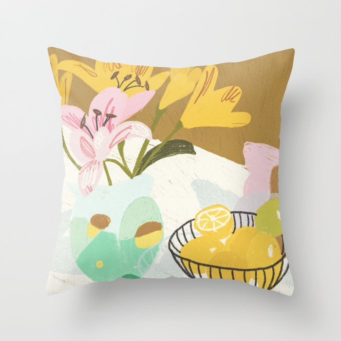 Lemons and Lilies Throw Pillow Gallery Image 6