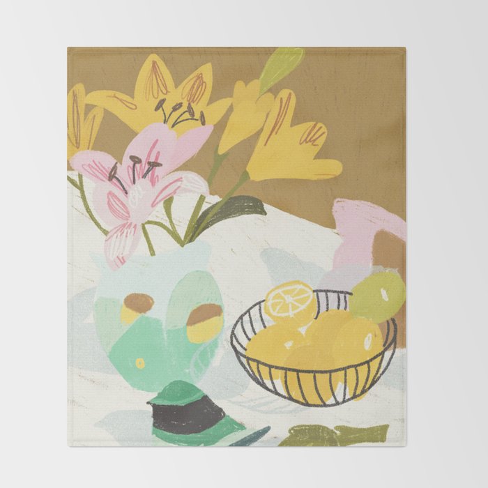 Lemons and Lilies Throw Blanket Gallery Image 2