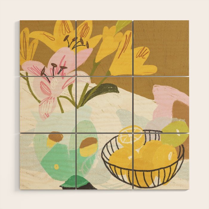 Lemons and Lilies Wood Wall Art Gallery Image 1
