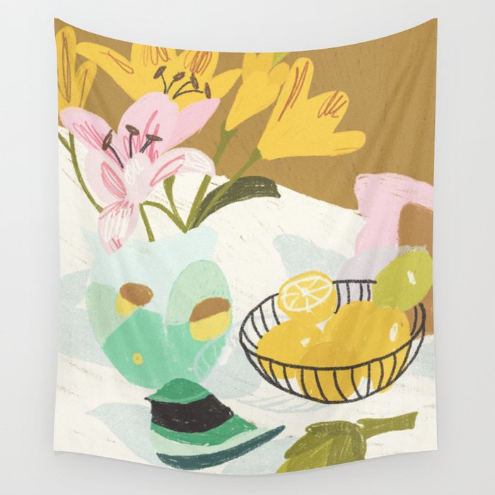 Lemons and Lilies Wall Tapestry Gallery Image 4