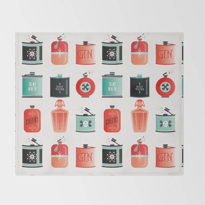 Flask Collection - Red & Turquoise Palette Throw Blanket Gallery Image 2