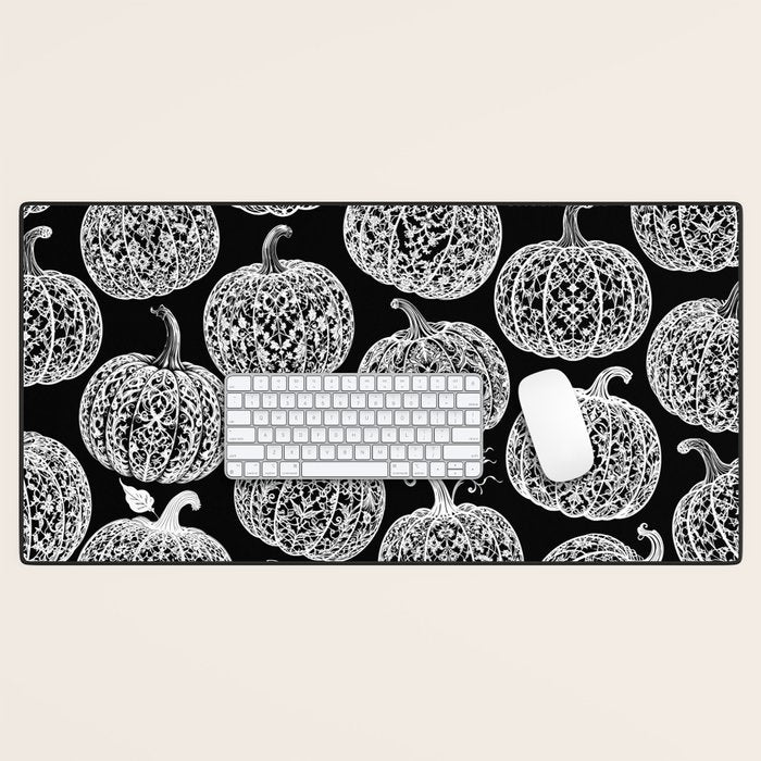 Lace Pumpkin Halloween Pattern Needle Bobbin Crochet Thread Desk Mat Gallery Image 1