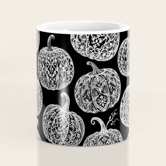 Lace Pumpkin Halloween Pattern Needle Bobbin Crochet Thread Coffee Mug Gallery Image 4