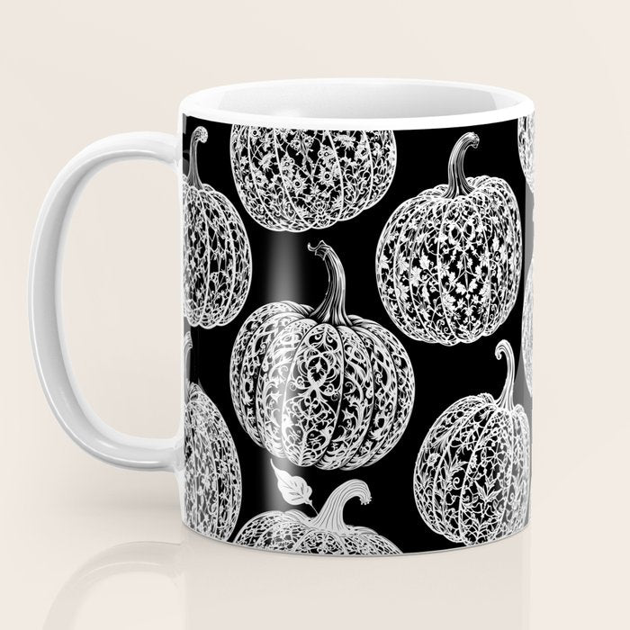 Lace Pumpkin Halloween Pattern Needle Bobbin Crochet Thread Coffee Mug Gallery Image 3