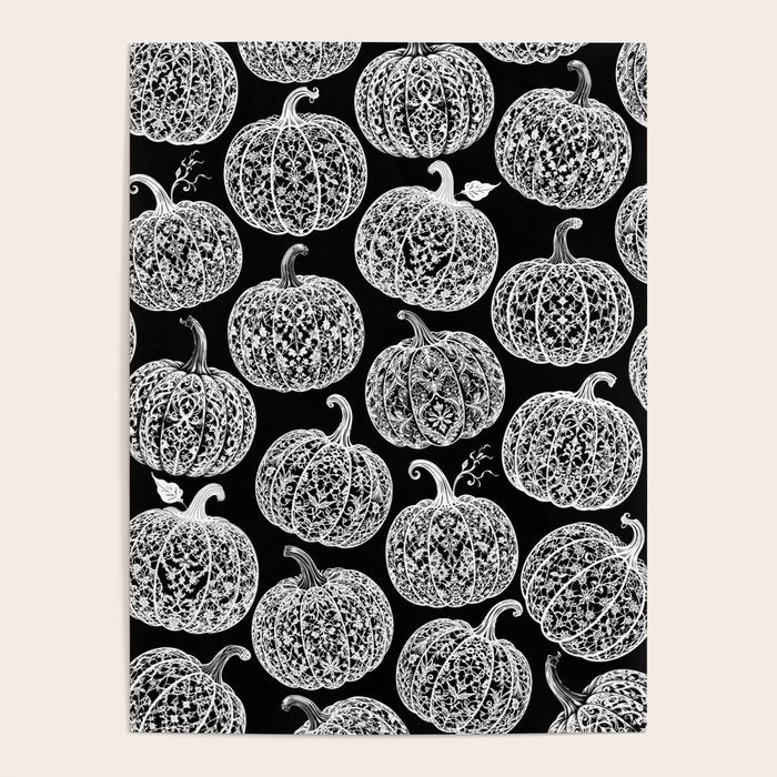 Lace Pumpkin Halloween Pattern Needle Bobbin Crochet Thread Poster Gallery Image 4