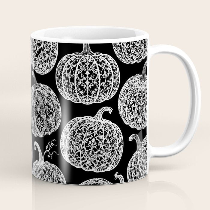 Lace Pumpkin Halloween Pattern Needle Bobbin Crochet Thread Coffee Mug Gallery Image 1