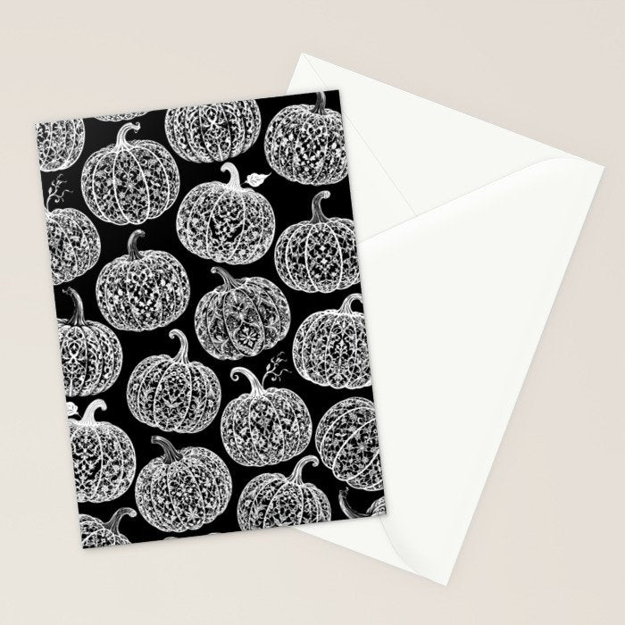 Lace Pumpkin Halloween Pattern Needle Bobbin Crochet Thread Stationery Card Gallery Image 2