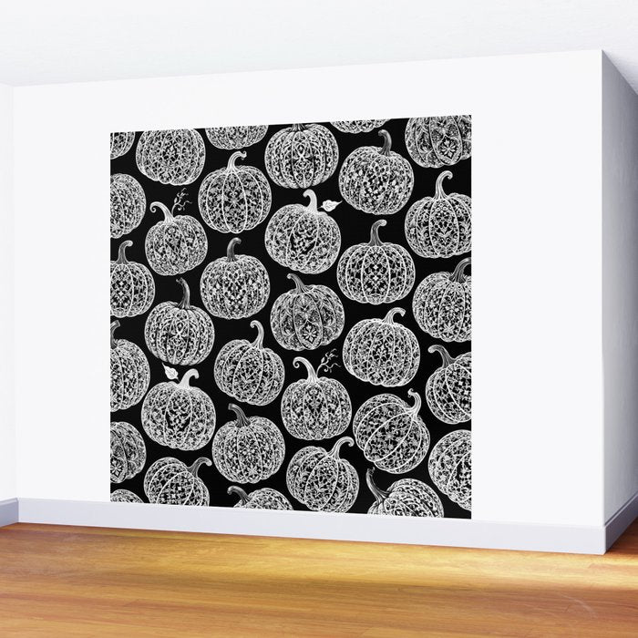Lace Pumpkin Halloween Pattern Needle Bobbin Crochet Thread Wall Mural Gallery Image 2