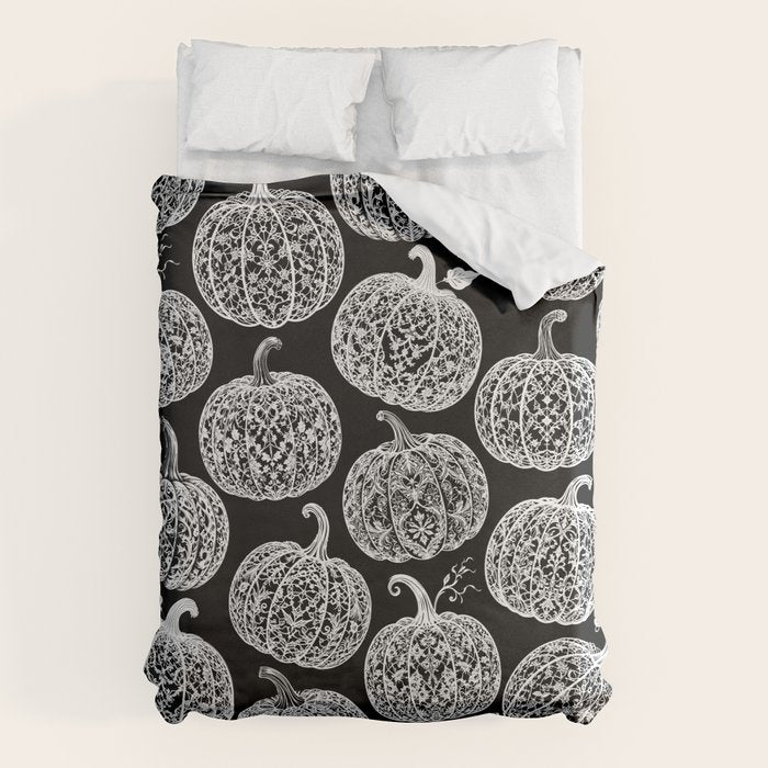 Lace Pumpkin Halloween Pattern Needle Bobbin Crochet Thread Duvet Cover Gallery Image 6