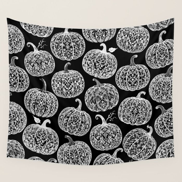 Lace Pumpkin Halloween Pattern Needle Bobbin Crochet Thread Wall Tapestry Gallery Image 4