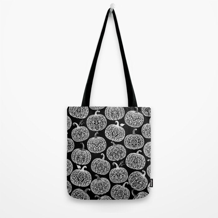 Lace Pumpkin Halloween Pattern Needle Bobbin Crochet Thread Tote Bag Gallery Image 2