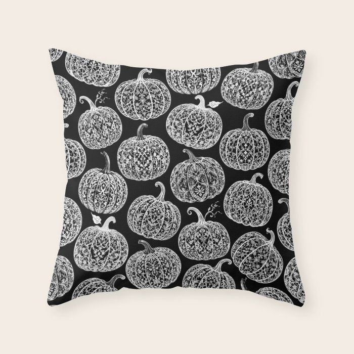 Lace Pumpkin Halloween Pattern Needle Bobbin Crochet Thread Throw Pillow Gallery Image 6