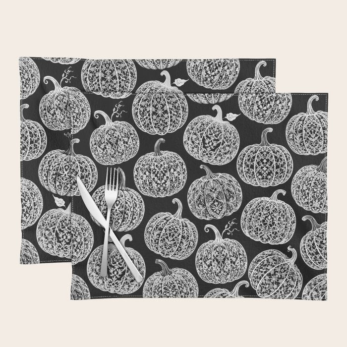Lace Pumpkin Halloween Pattern Needle Bobbin Crochet Thread Placemat Gallery Image 1