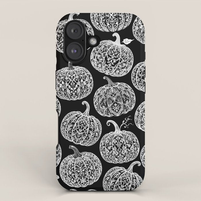 Lace Pumpkin Halloween Pattern Needle Bobbin Crochet Thread iPhone Case Gallery Image 1