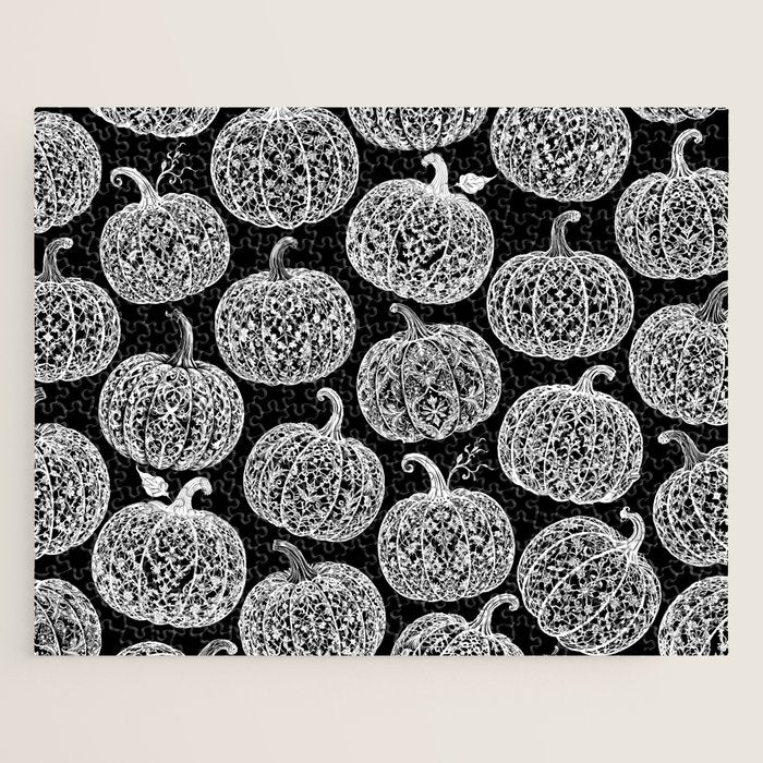 Lace Pumpkin Halloween Pattern Needle Bobbin Crochet Thread Jigsaw Puzzle Gallery Image 1